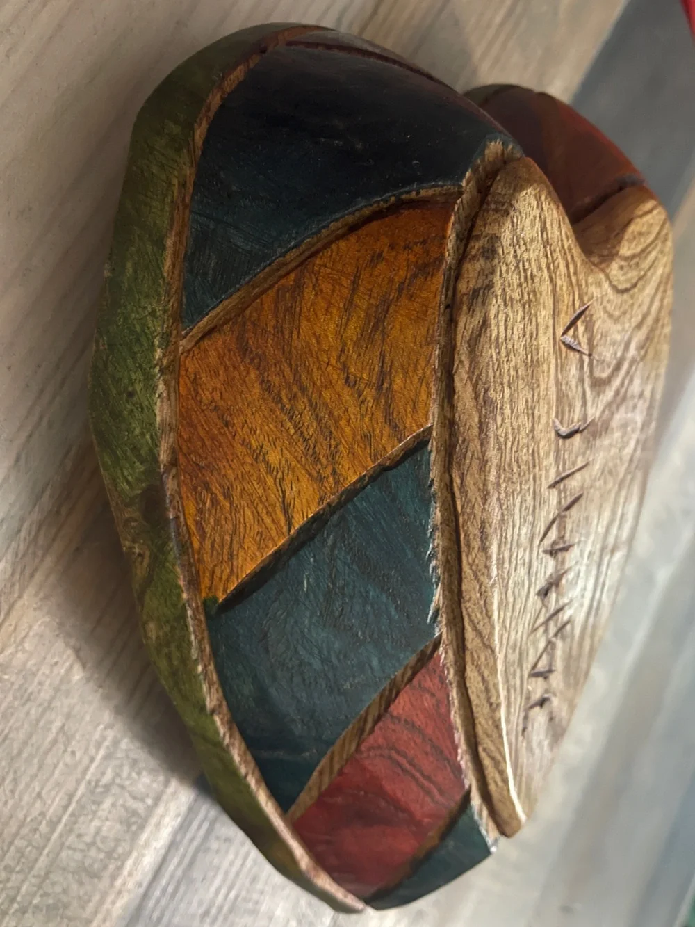 Handcrafted Jamaican Wooden Heart Trinket Jewelry Box – Floral Carved Folk Art